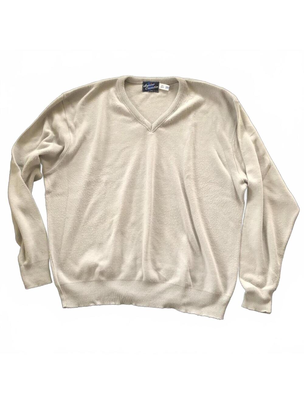 Vintage American Connection Men's 3XT V-Neck Acrylic Sweater Gray